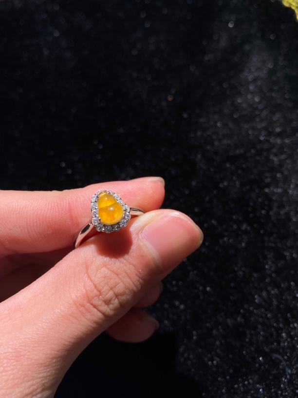 缅料天然翡翠A货 葫芦戒指