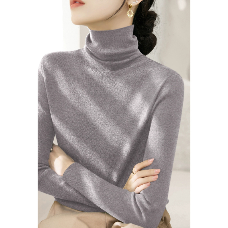 冬季高级灰堆堆领羊毛毛衣2025新款内搭长袖大衣外套打底上衣