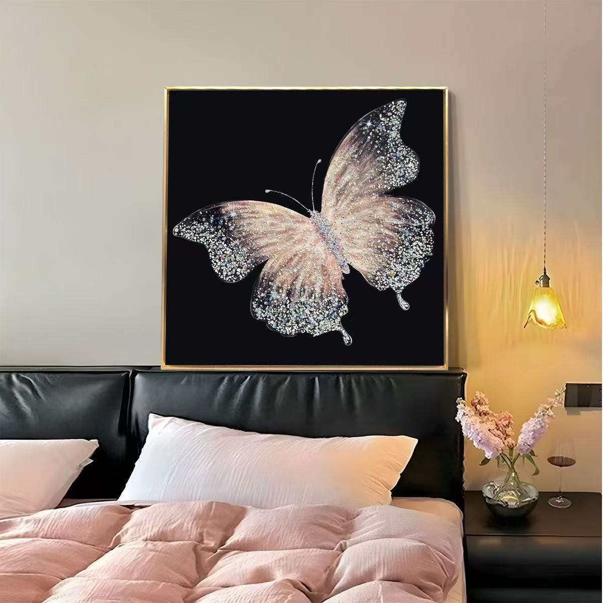 蝴蝶高级客厅镶钻装饰画蝴蝶6060