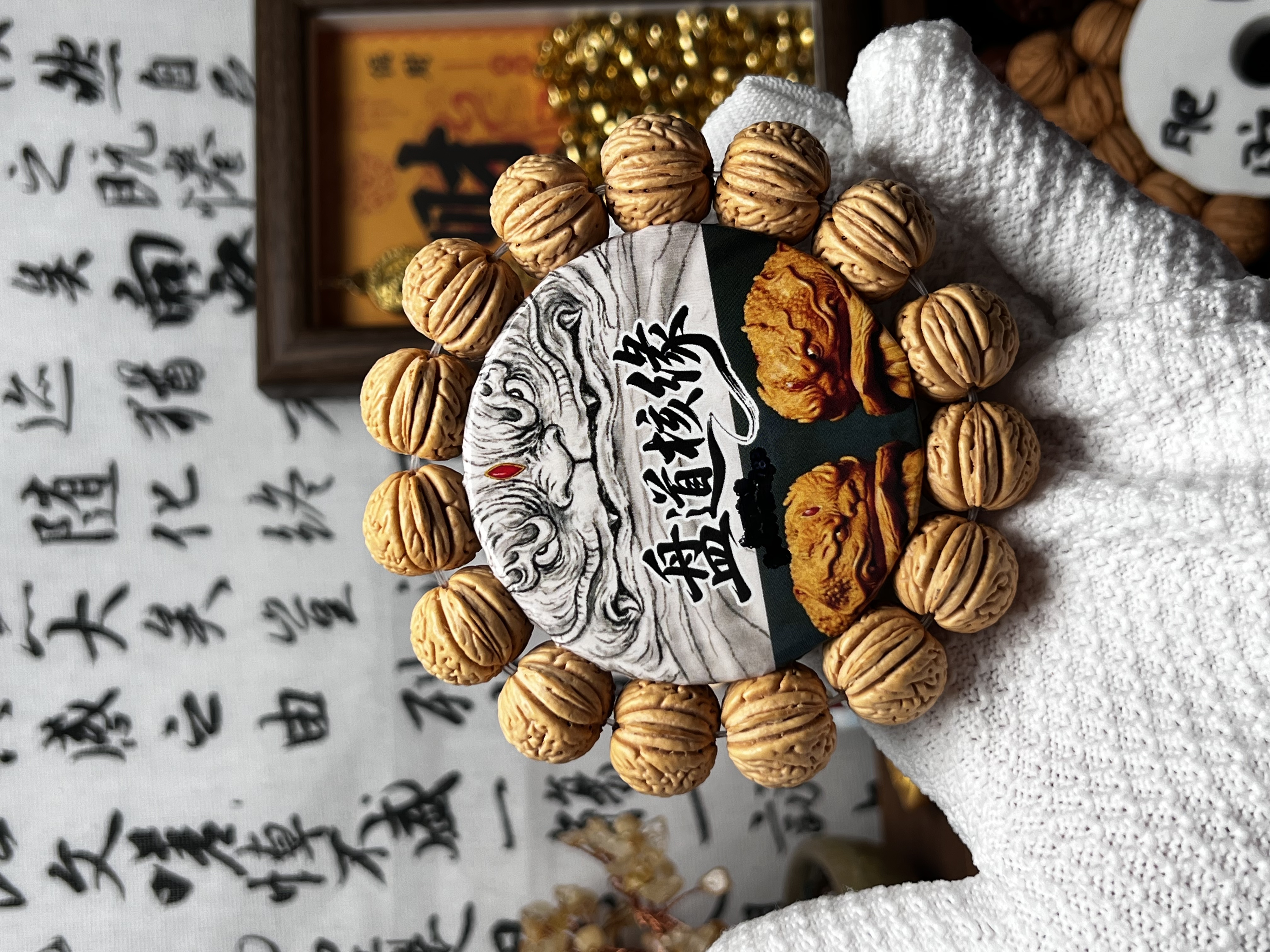 矮桩方墩南瓜梦幻奶油皮油性超级好野生桃核手串全品无修