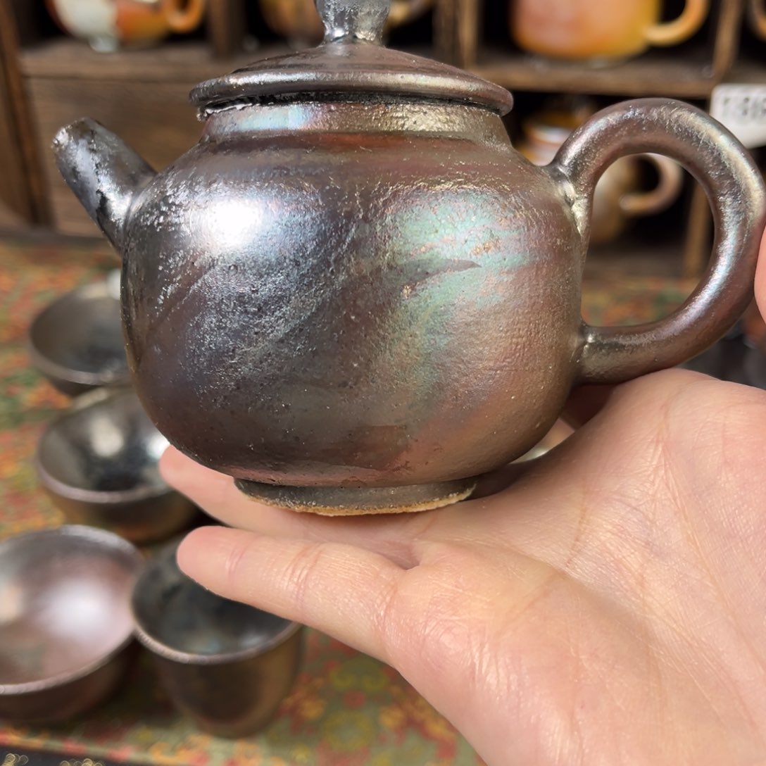 摆件╰****妖柴烧茶器铁胎壶