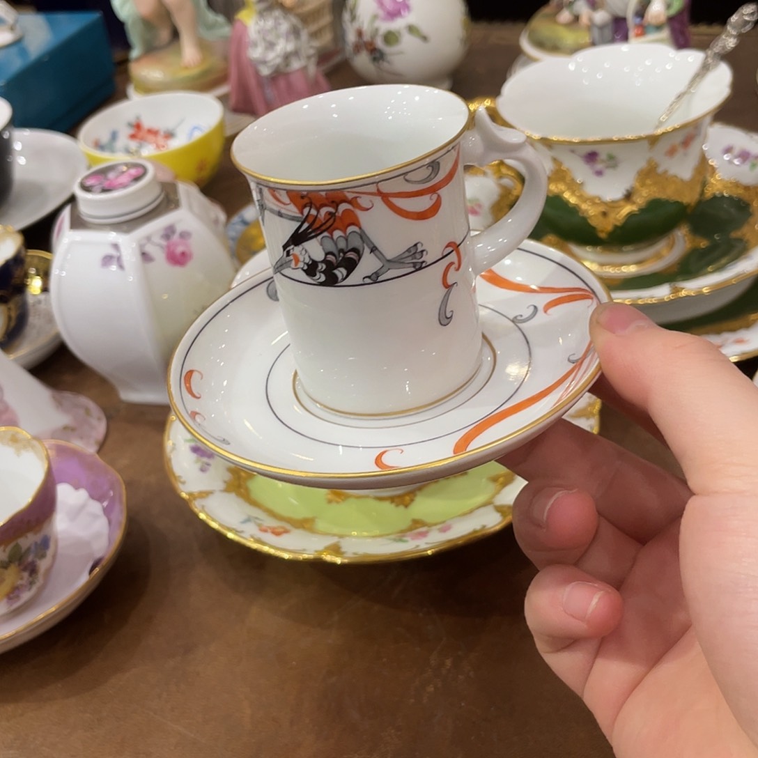 瓷片中古一等摩卡杯碟