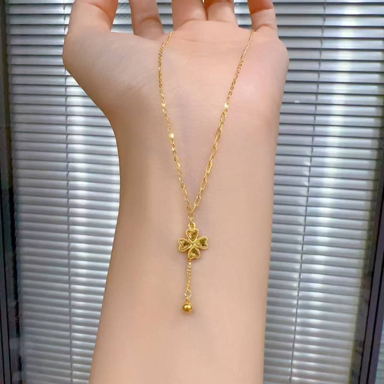 【小纯专属】足金999爱心四花套链真金足金纯黄金（多退少补）
