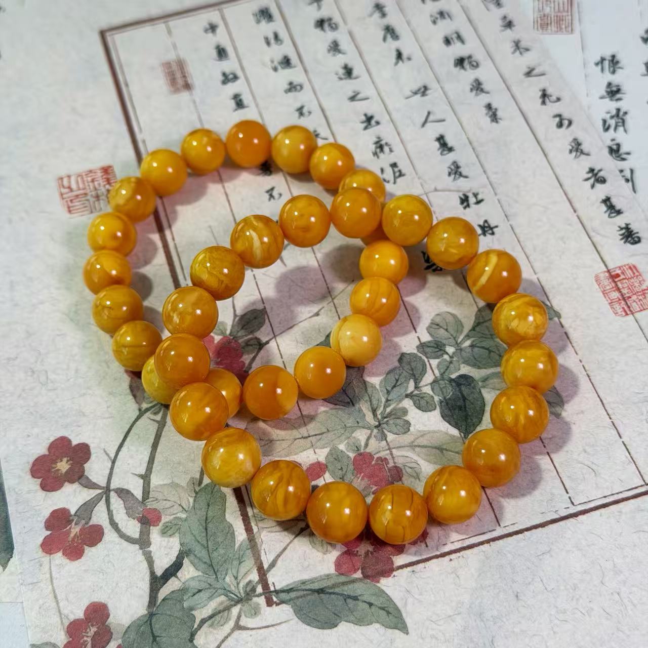 【Y】丹麦花蜡圆珠单圈素串11mm+（多样性发货一件）