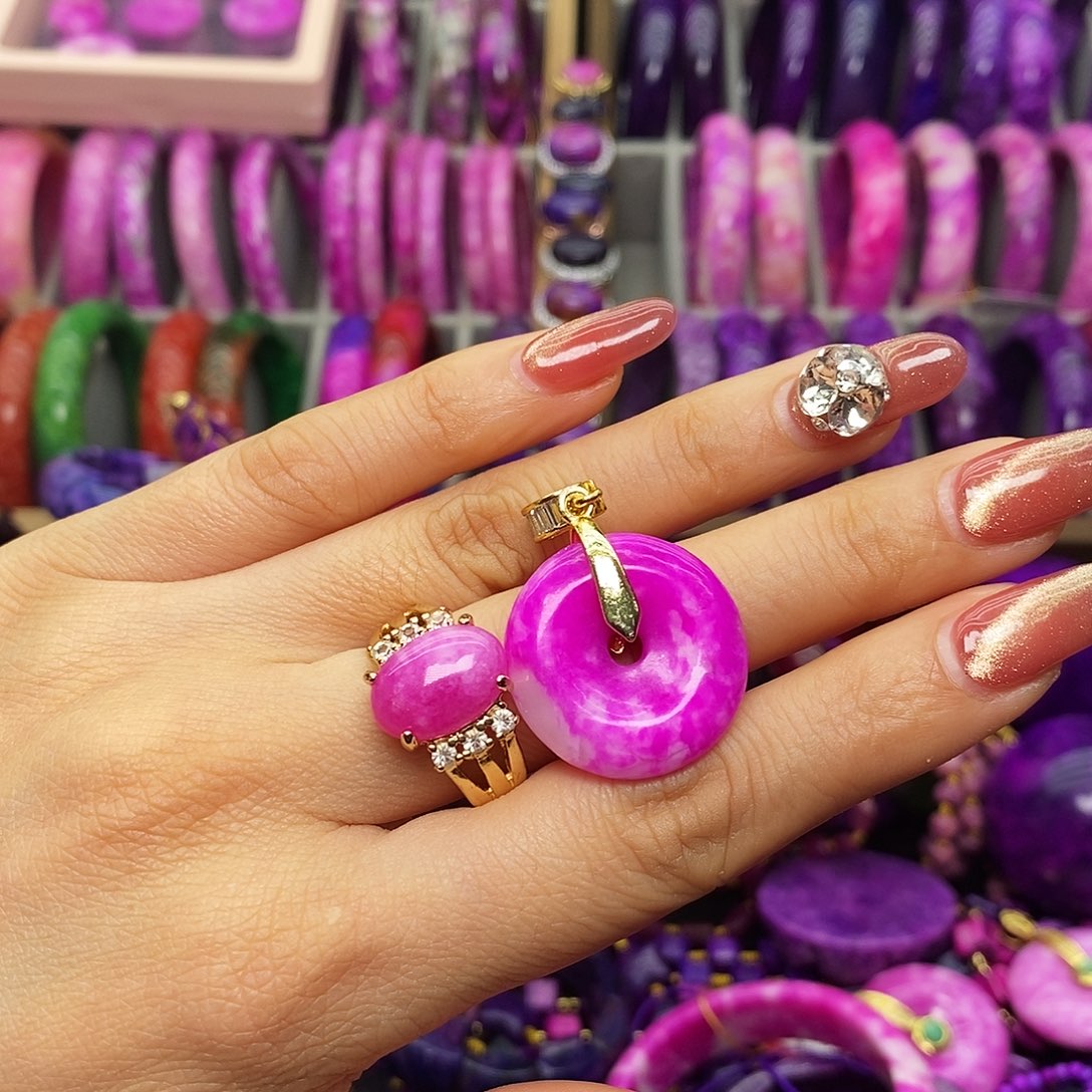 紫***薇珐琅非金属戒指加吊坠