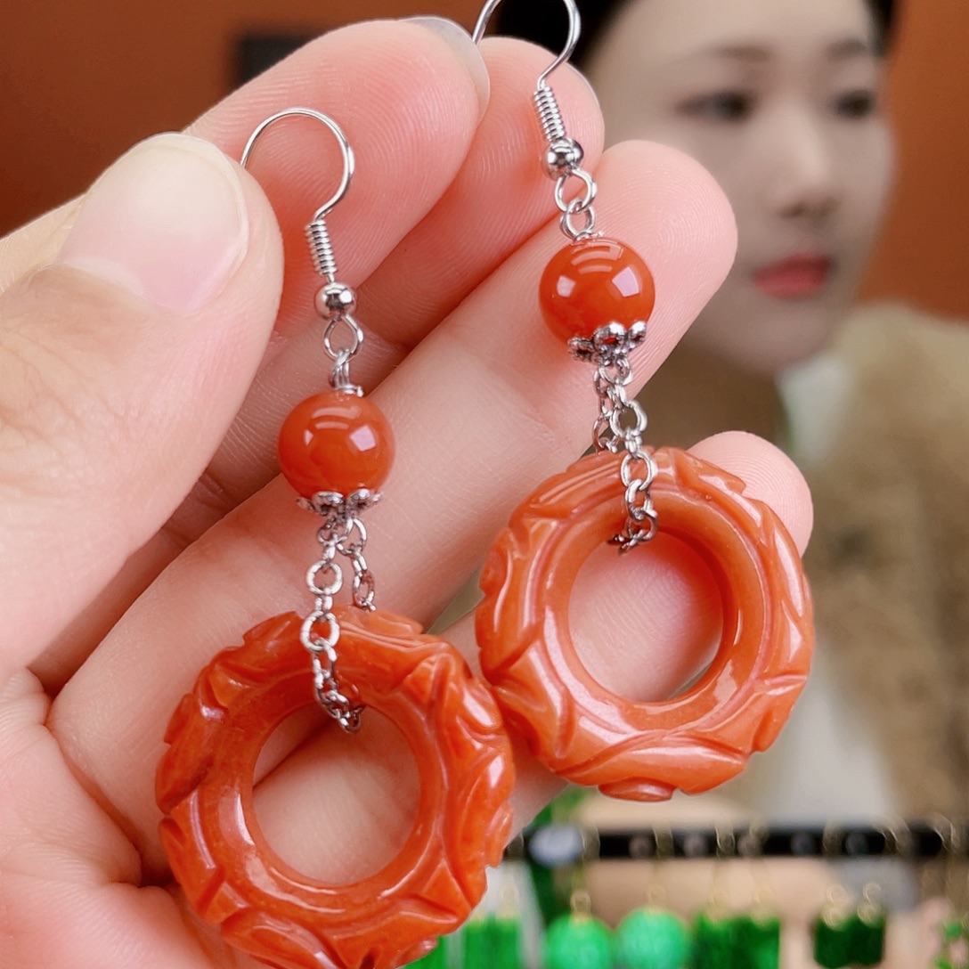 翡翠未镶嵌耳饰饰品