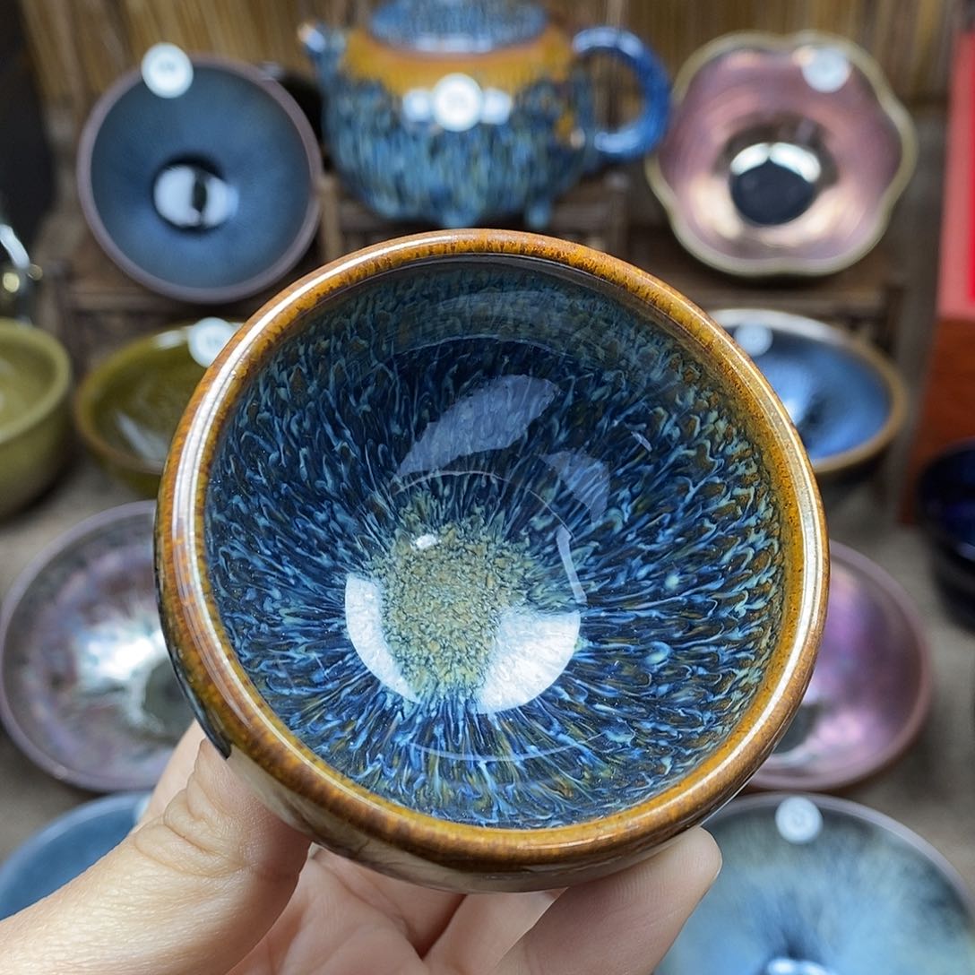 茶盏建盏小客杯孔雀羽