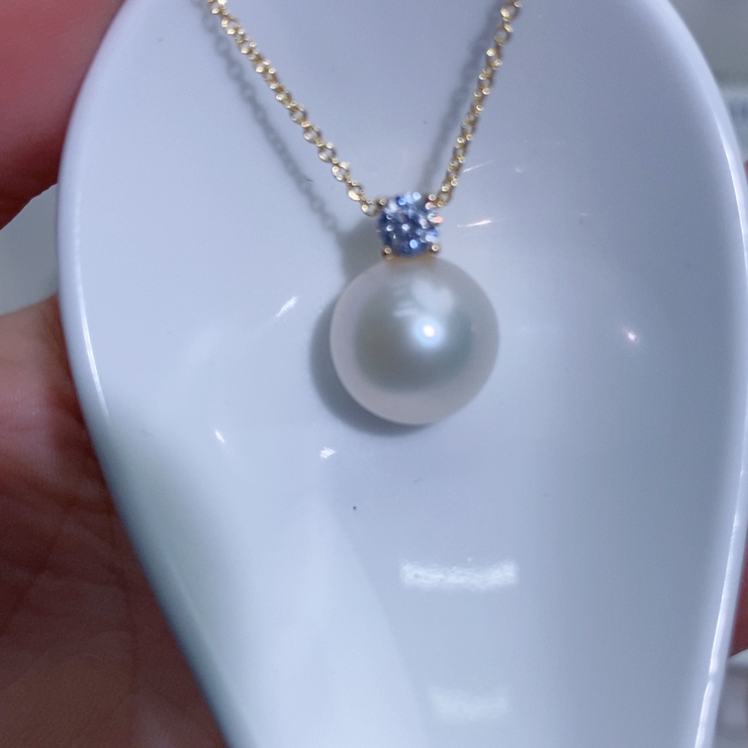 淡水珍珠吊坠(赠链)银S925镶嵌