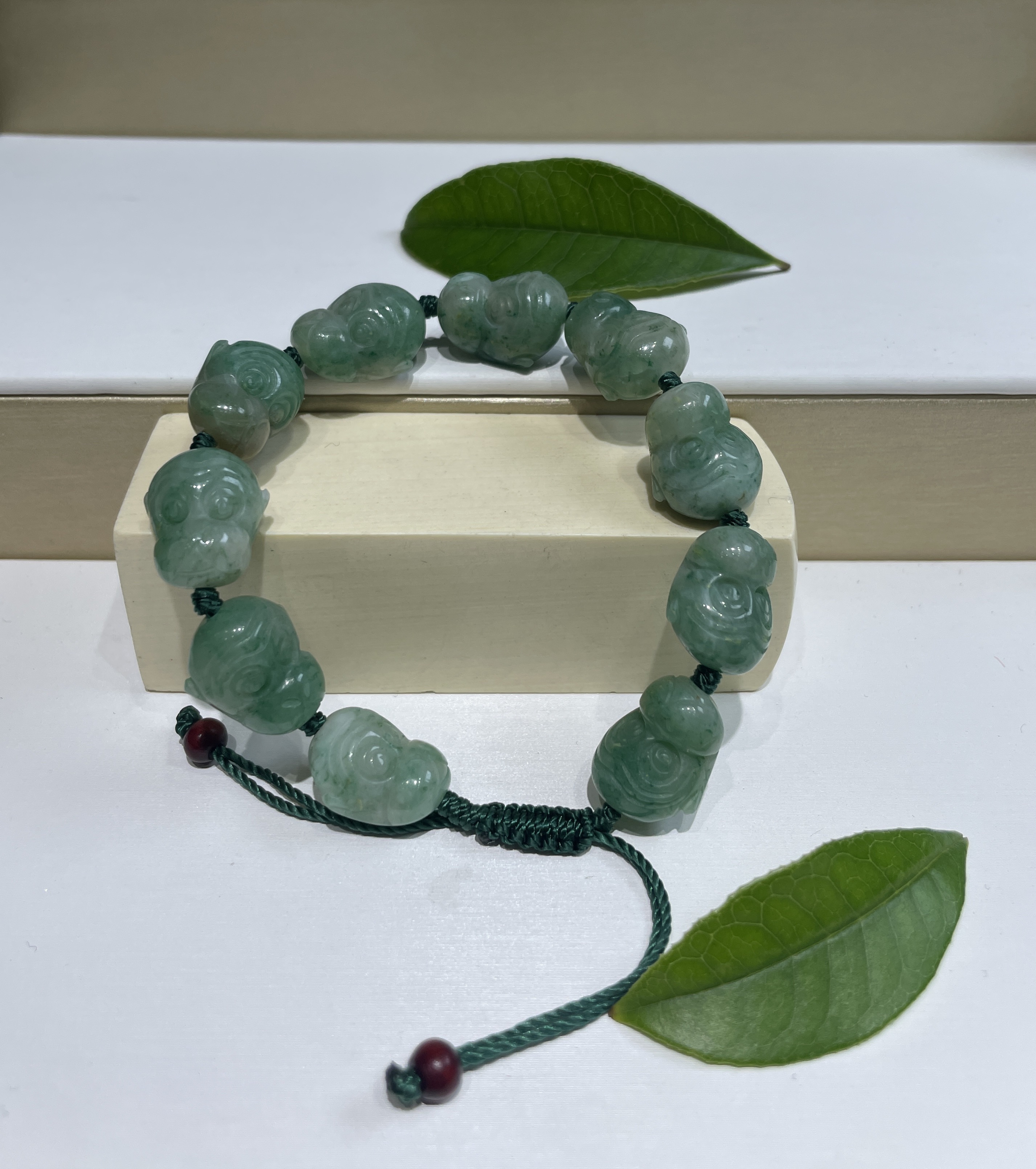 独山玉白蓝猴头手链未镶嵌尺寸(随机参照一个测量16×12×9.5)