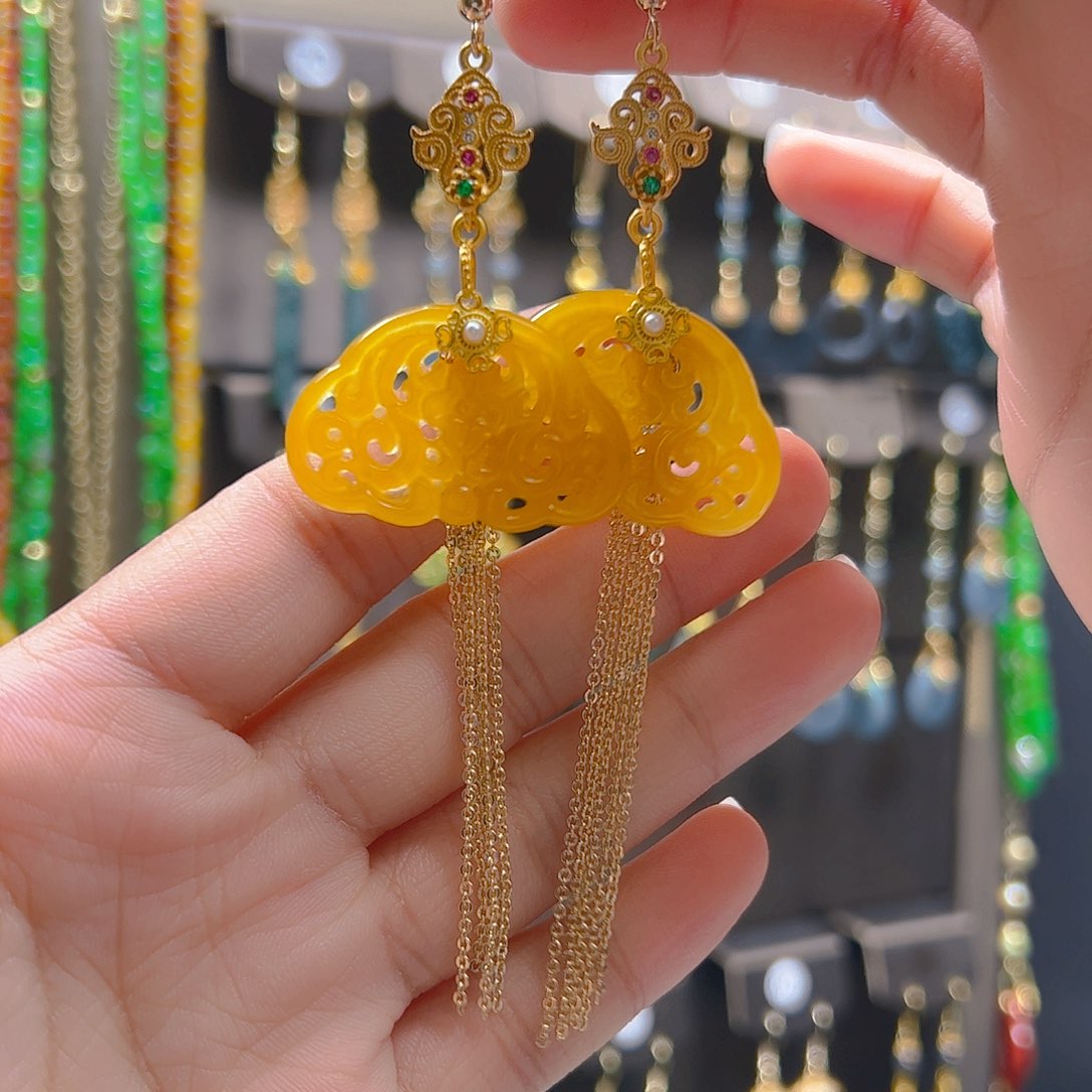 合金翡翠耳坠翡翠