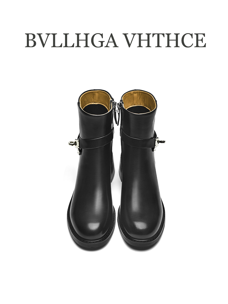【BV高定】2025新款胎牛拉链靴子玛丽扣简约休闲马丁靴真皮女靴829