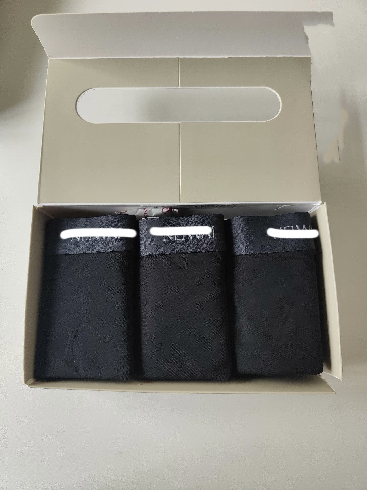 内-wai男士平角内裤（1盒/3条装）黑色