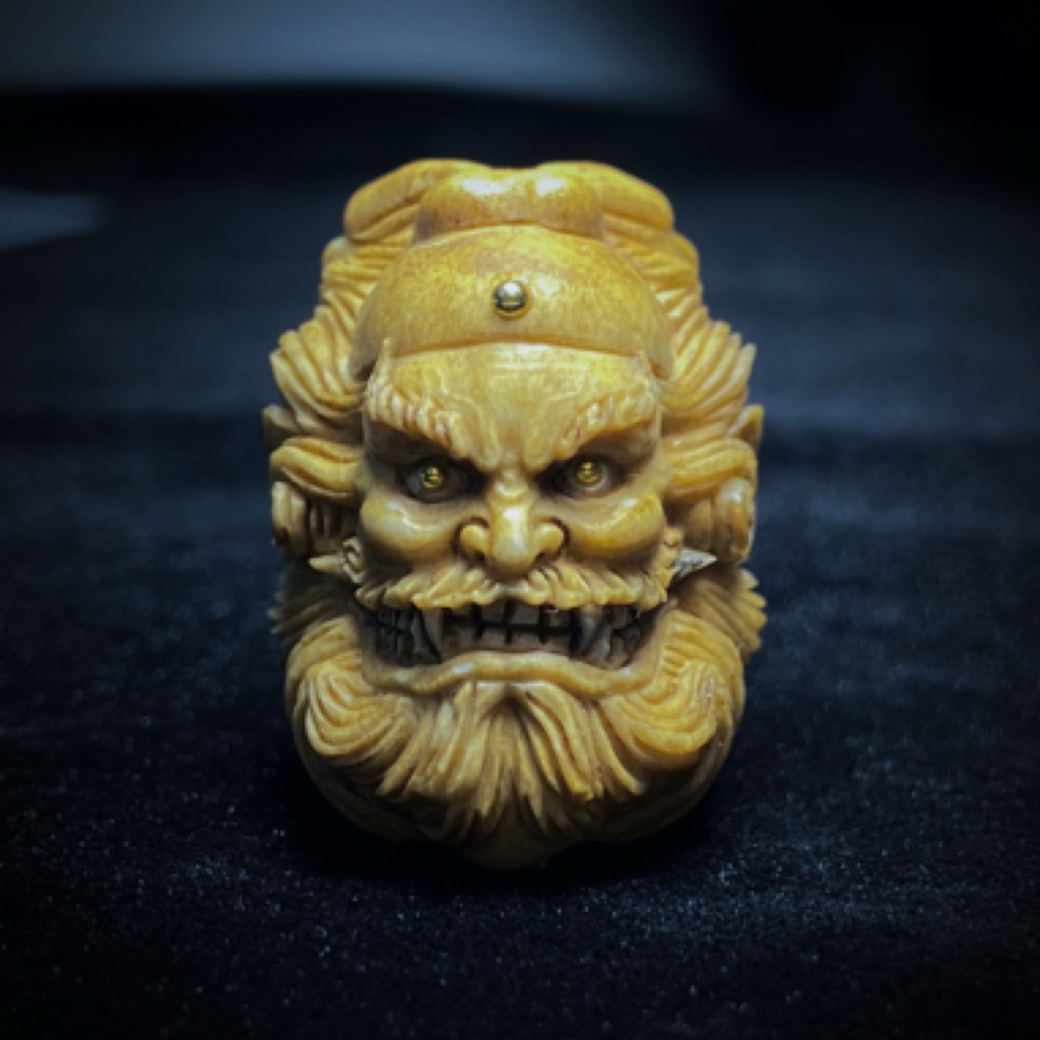 【奉鹿】钟馗三通鹿角雕刻古法做色横孔2m竖孔2.5m