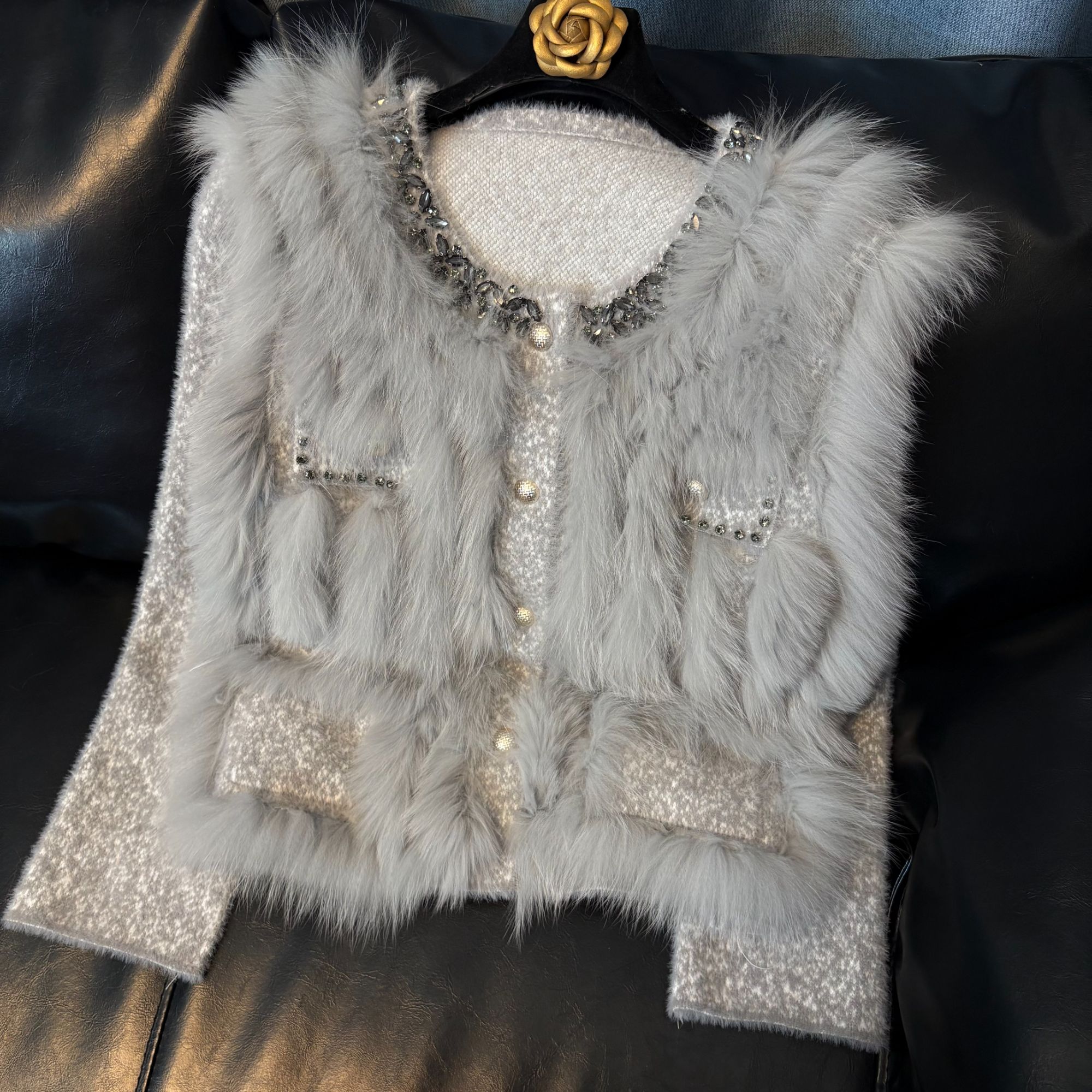 秋冬新款轻奢小香风重工狐狸毛外套小个子007上衣冬季百搭洋气