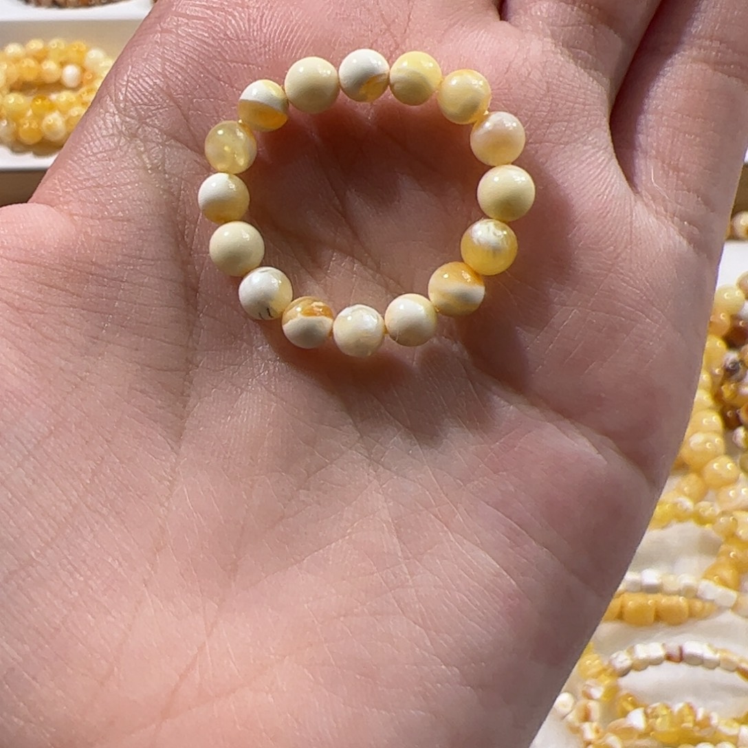 琥珀未镶嵌珠宝奇石金瓷白圆珠跑环