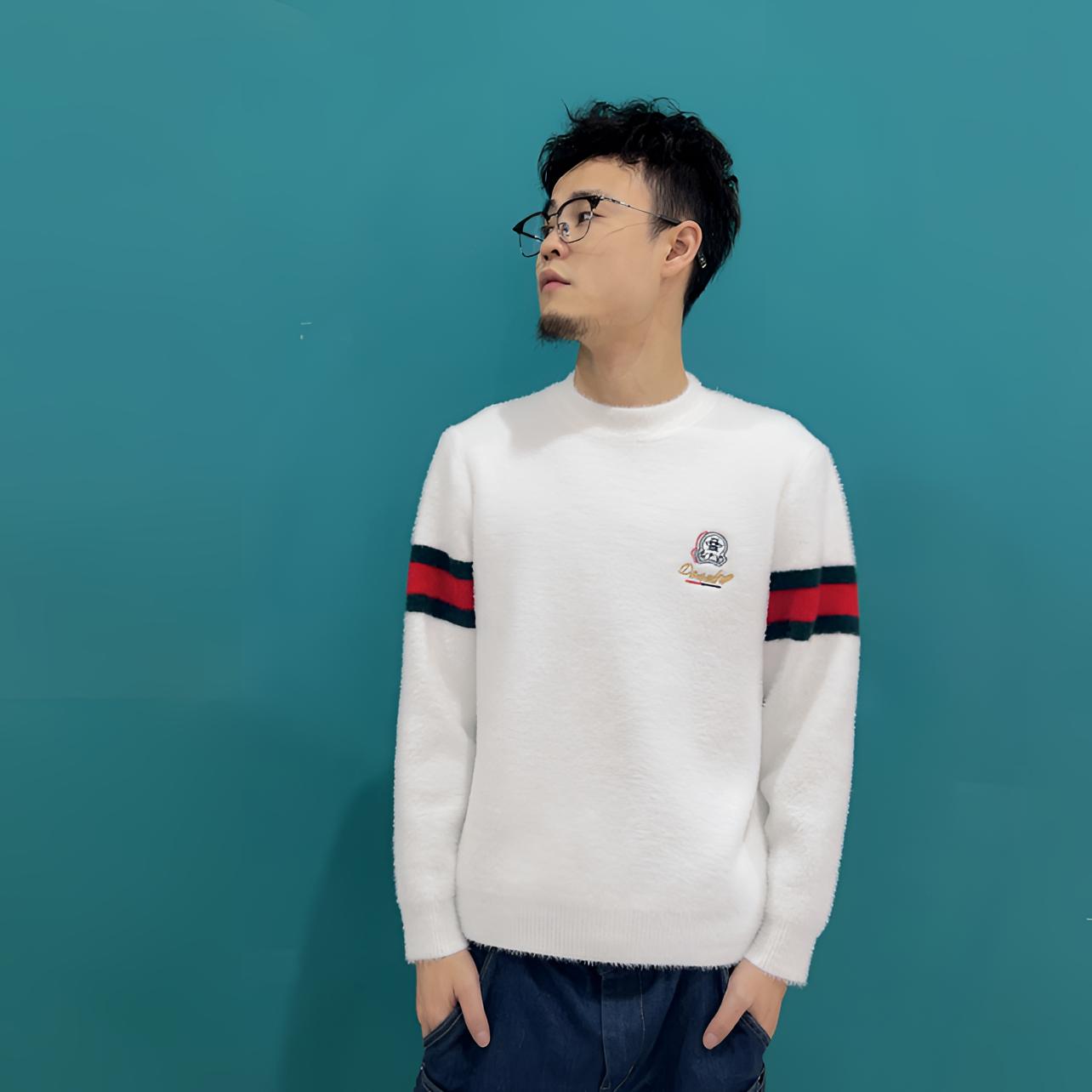 2025潮流保暖针织套头毛衣针织衫潮流时尚秋冬季半高领男士加厚