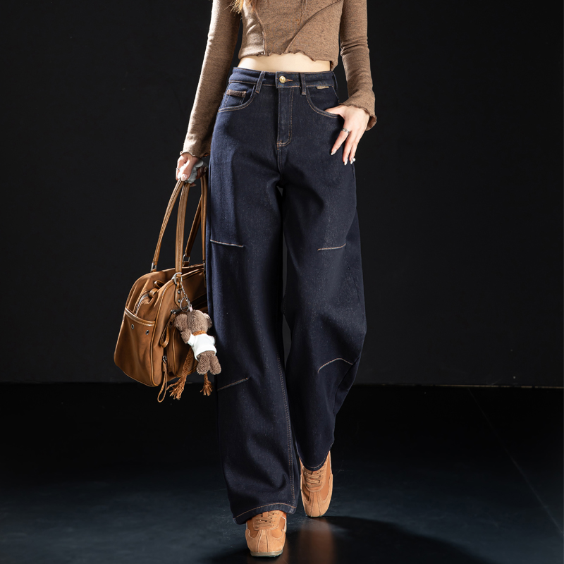 韩版加绒加厚牛仔裤女2025年流行网红女裤冬季显瘦洋气哈伦老爹裤
