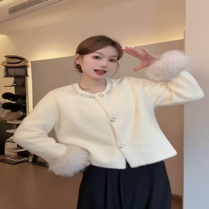 温柔风外套小个子外搭针织毛衣开衫秋冬新款小香风外套冬季