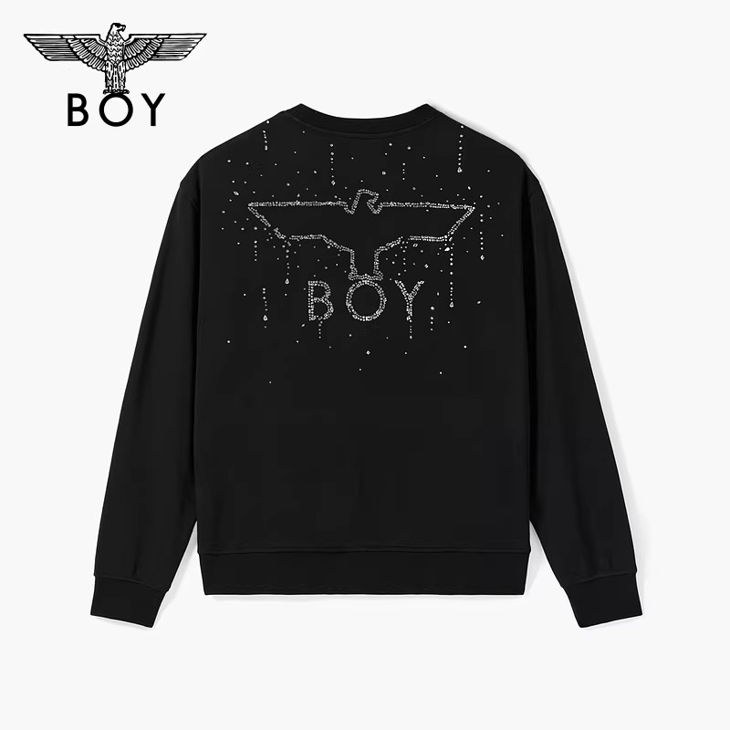【星落】BOYLONDON黑色星空烫钻男女同款卫衣2026年春夏新款M03015