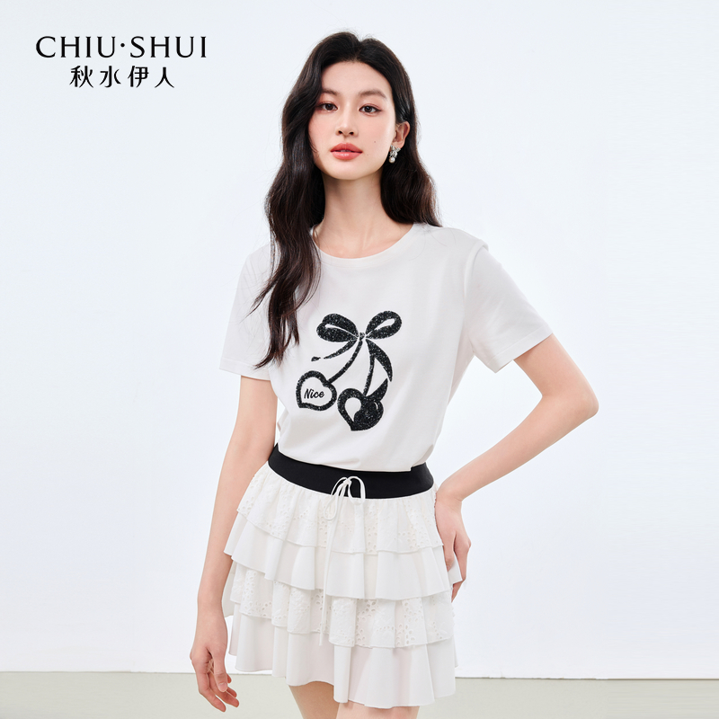 【丽公主】秋水伊人H型圆领正肩T恤夏简约上衣625203D200277