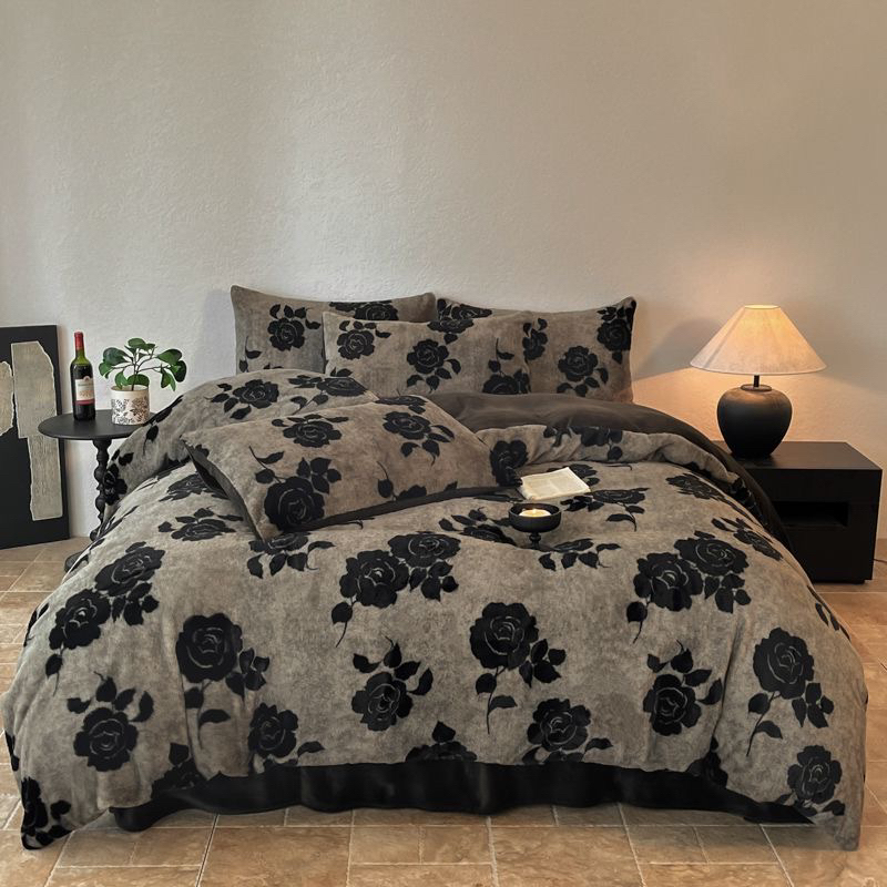 【玫瑰灰】丹麦兔兔绒牛奶绒高端轻奢双面保暖四件套