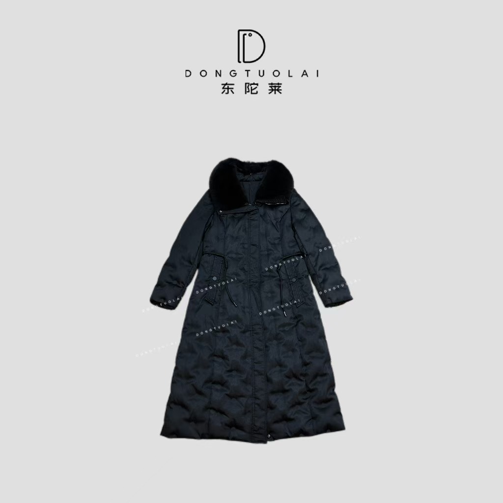 《黑珍珠》羽绒时尚女士中长款加厚保暖冬季女款狐狸毛鹅绒桑蚕丝