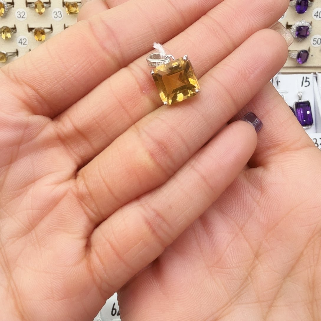 黄晶纯天然无优化黄水晶x银S925镶嵌古*