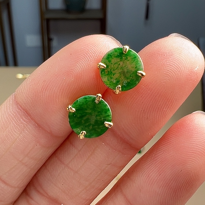 翡翠耳饰银S925镶嵌耳饰80