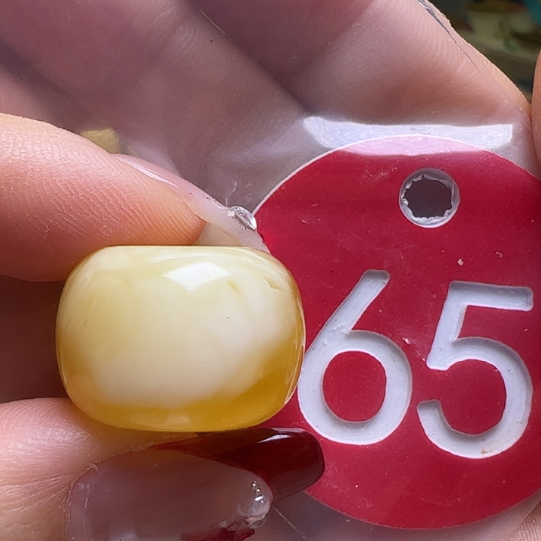蜜蜡未镶嵌珠宝奇石18.8mm金瓷白墩子