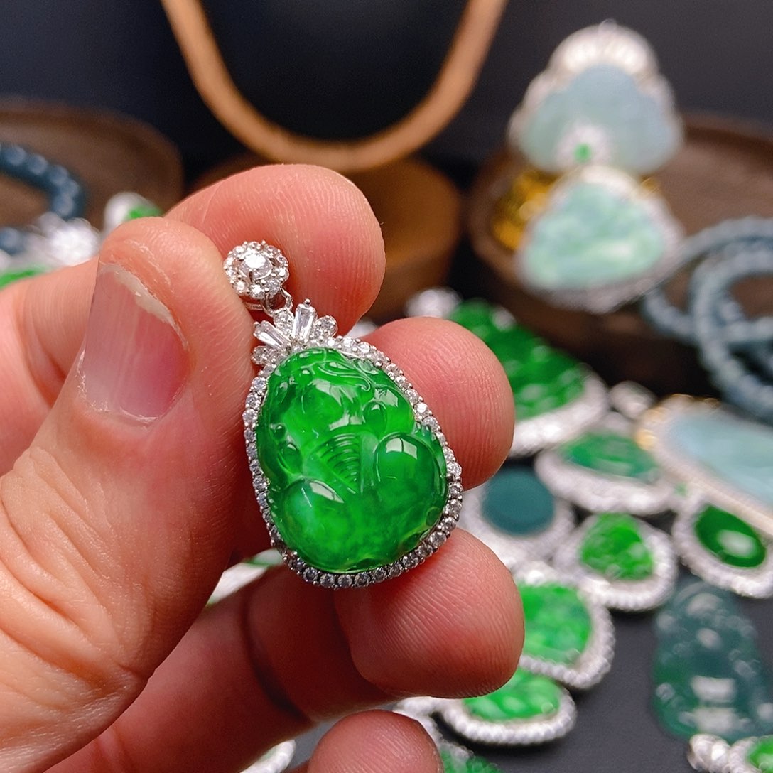 翡翠吊坠(不含链)银S925镶嵌822吊坠