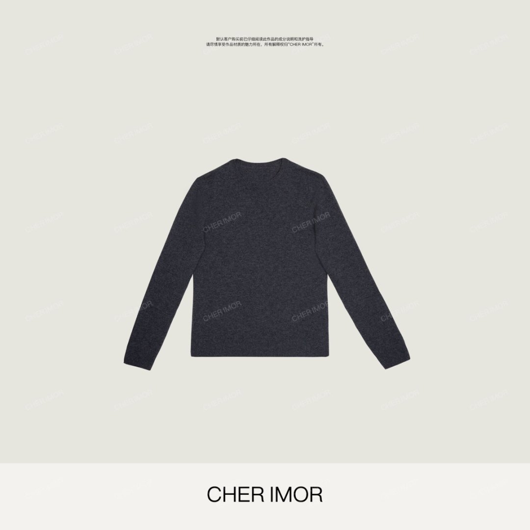 CHER IMOR【云灰絮语】经典气质百搭圆领针织毛衣009 Hi Fortune