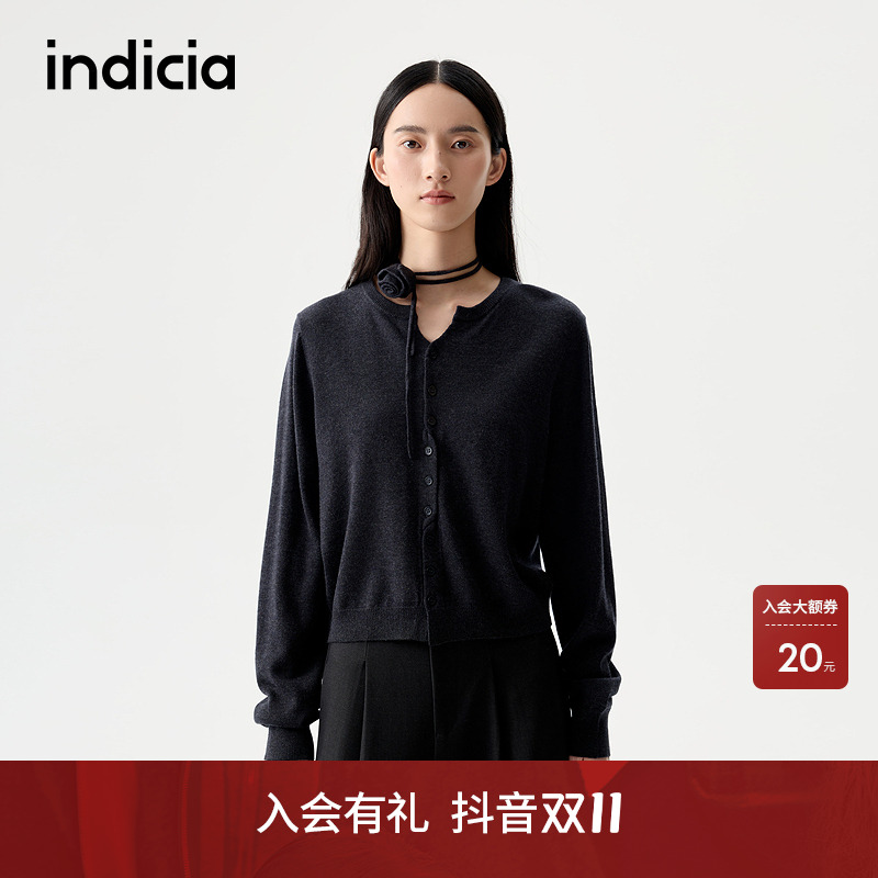 indicia标记25秋新款飘带针织开衫知性宽松显瘦百搭甜美L2D5KS219
