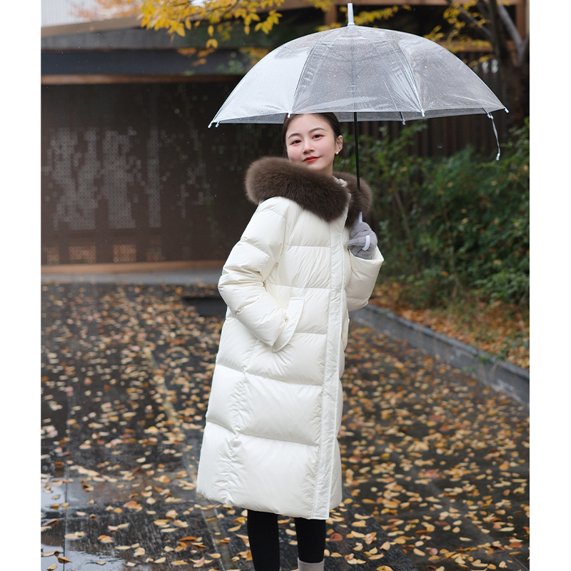 【苏格兰情书】小娜椒小个子冬季连帽狐狸毛领蓬松保暖长款羽绒服女