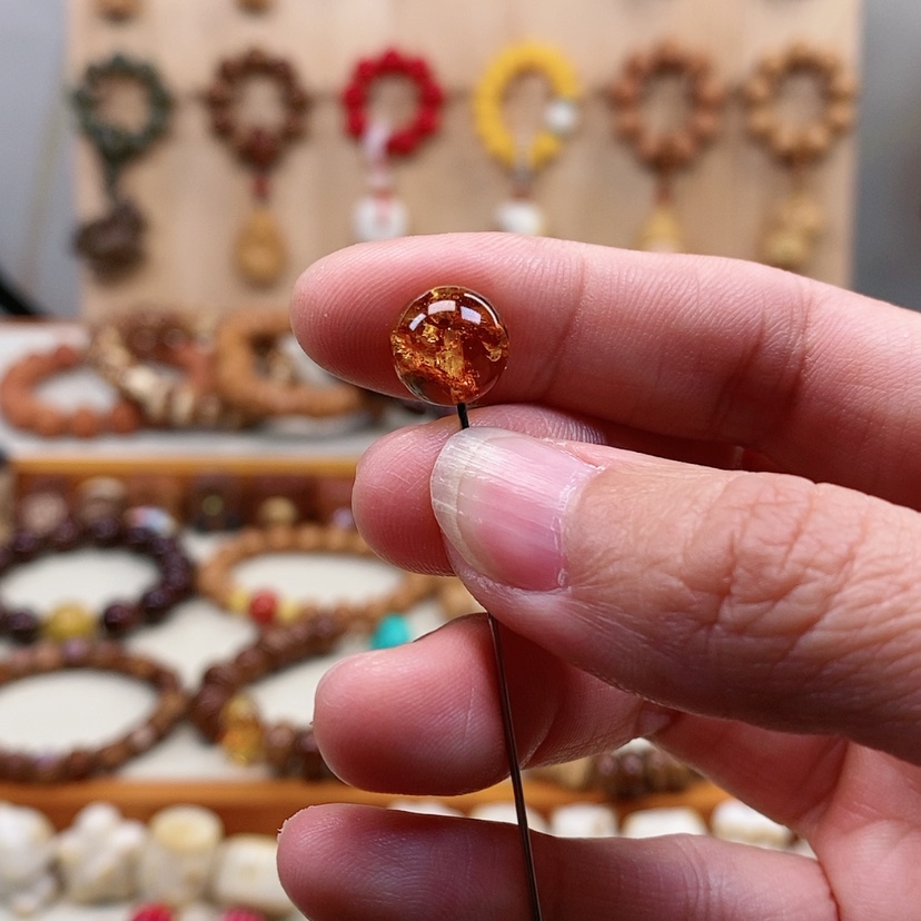 【闪购商品】吊坠库克鹤****G花珀圆珠1.0