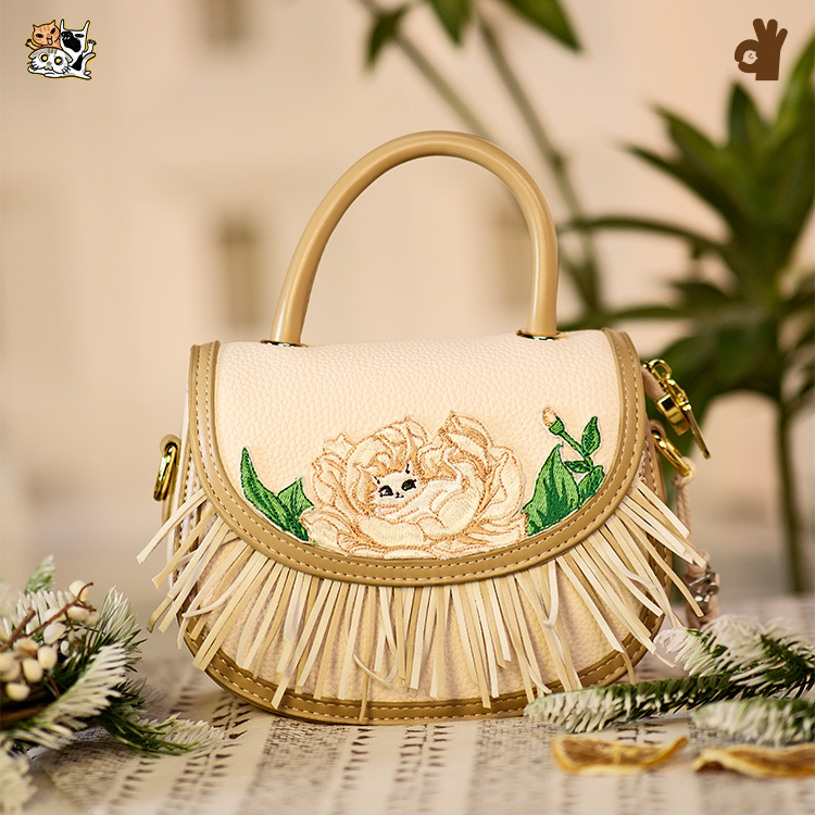 【春时花多多】新年新品原创设计酷炫风格手作包猫元素小众单肩手提