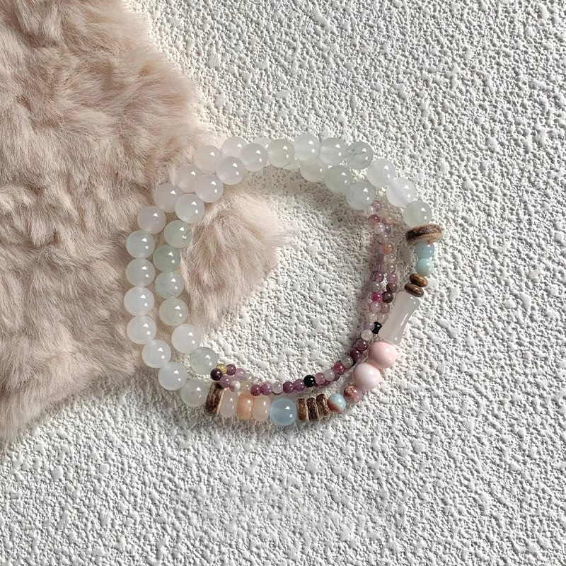 琉璃琉璃手链 成品新中式双层串珠手链莲花diy手工饰品女生轻奢