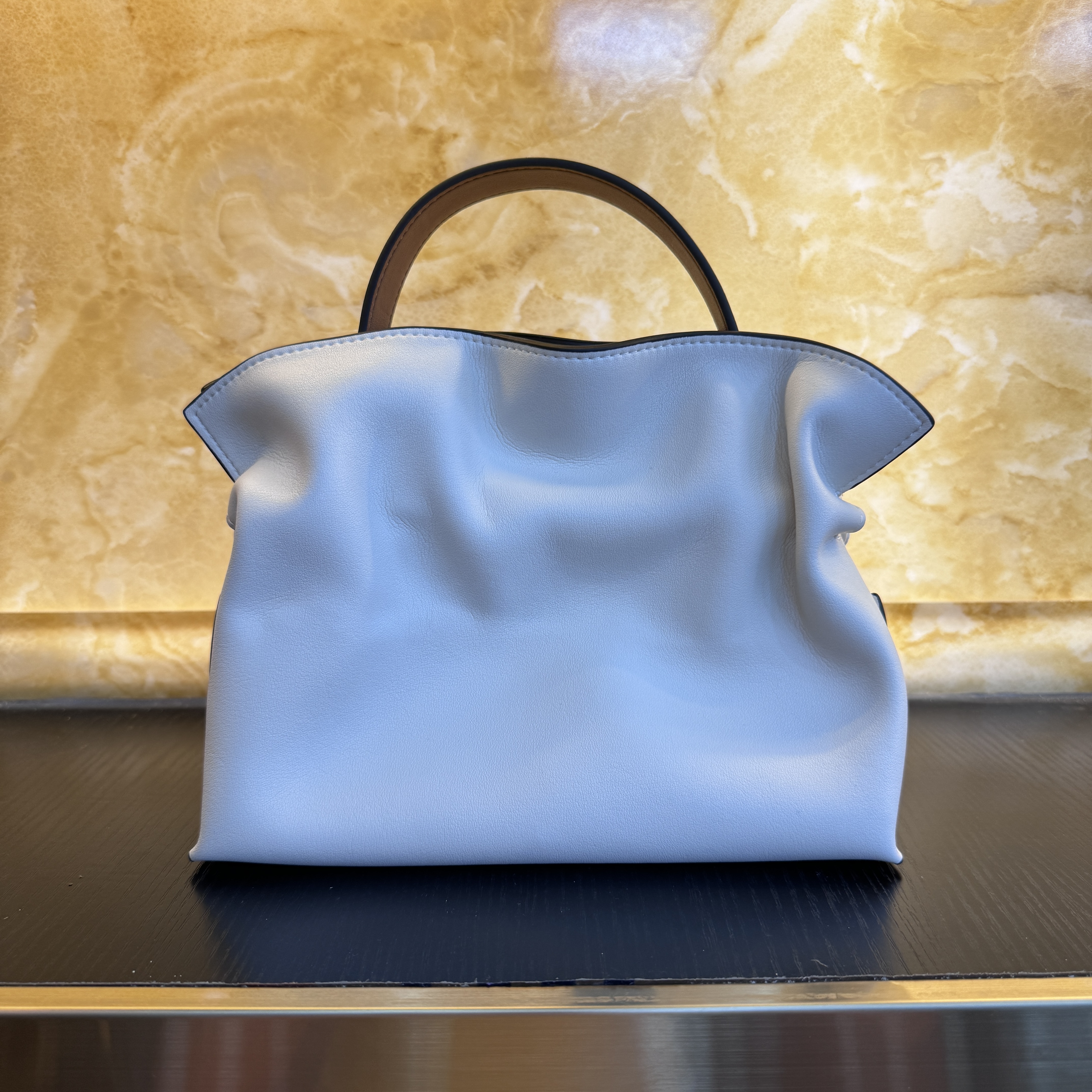 薇薇手工真皮包-白色-长23x高18-罗小福袋A357