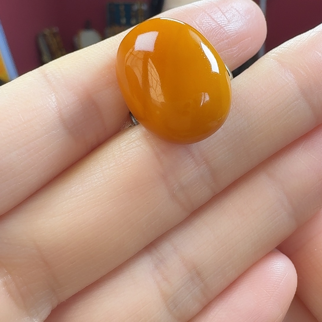 蜜蜡银S925镶嵌耳饰戒指