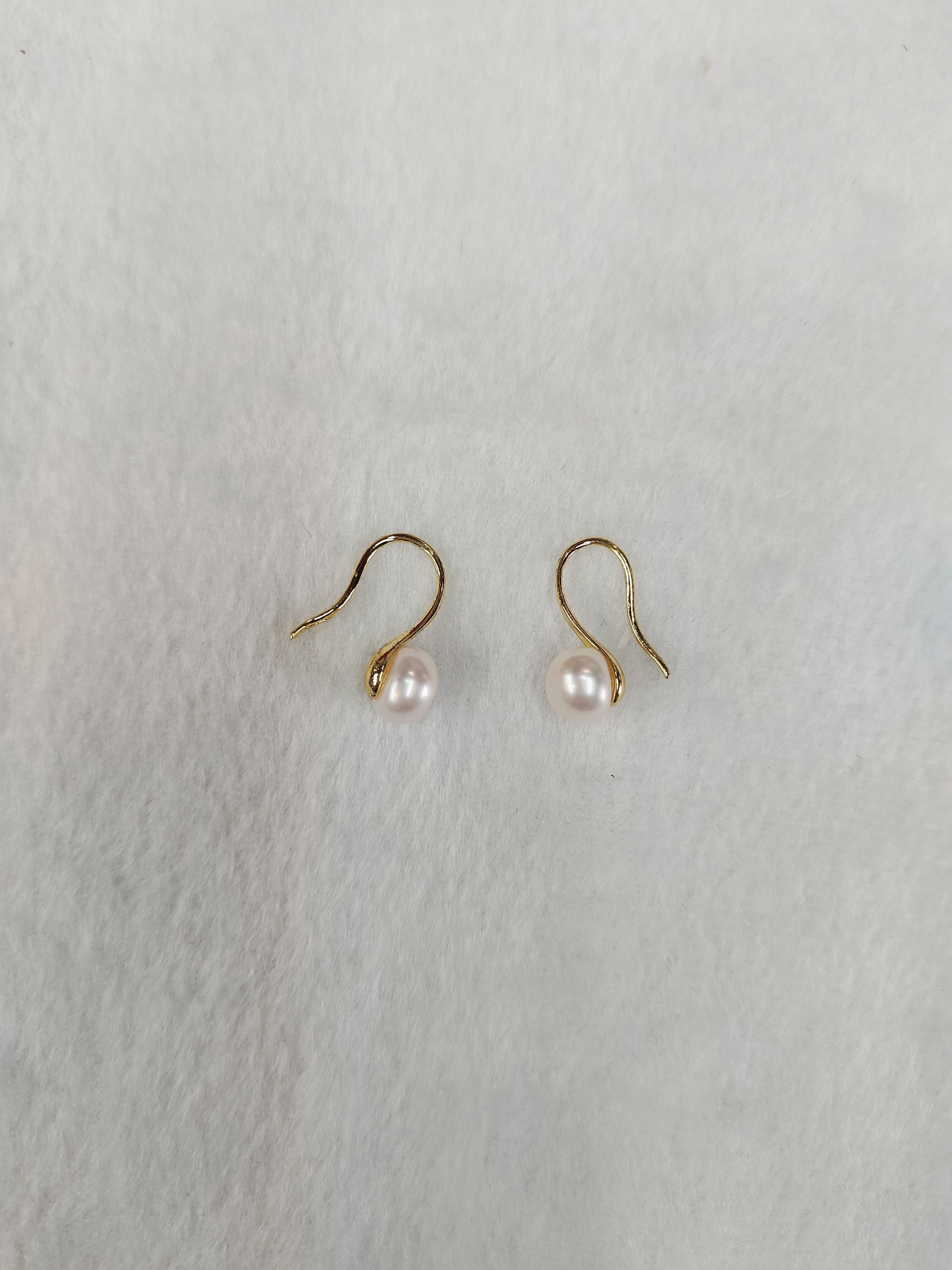 天然淡水珍珠高跟鞋款银质耳钩气质耳环