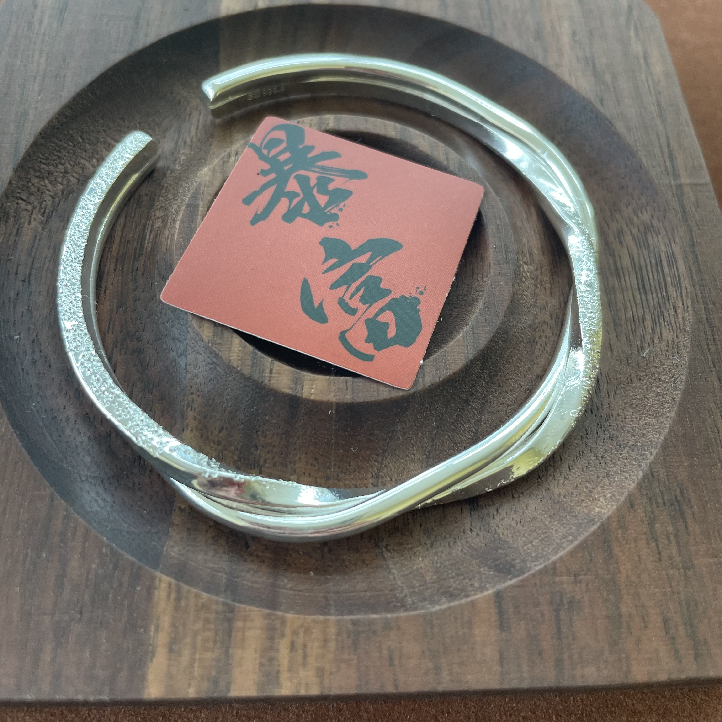 足银手镯 F29莫比乌斯扭纹开口手镯时尚轻奢