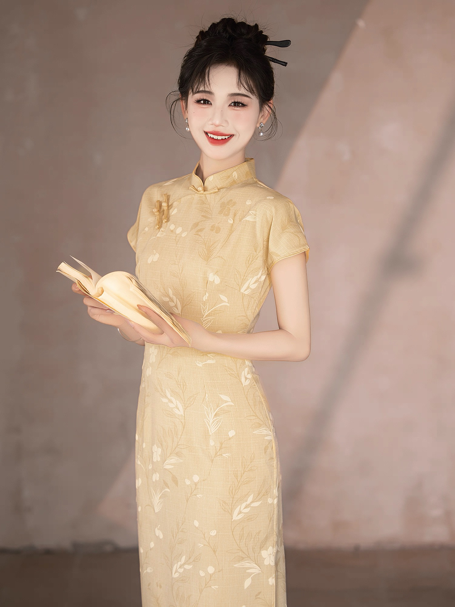 【2522 暗香 黄色】显瘦气质修身优雅复古中国风旗袍