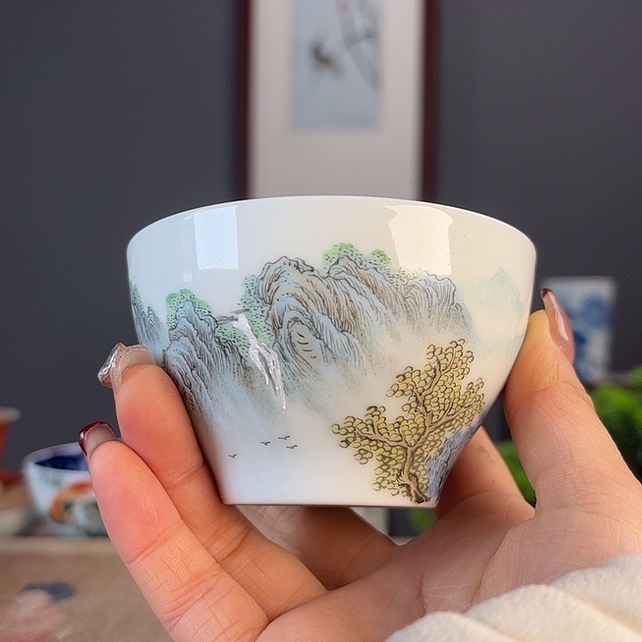 摆件景德柴烧茶杯多人