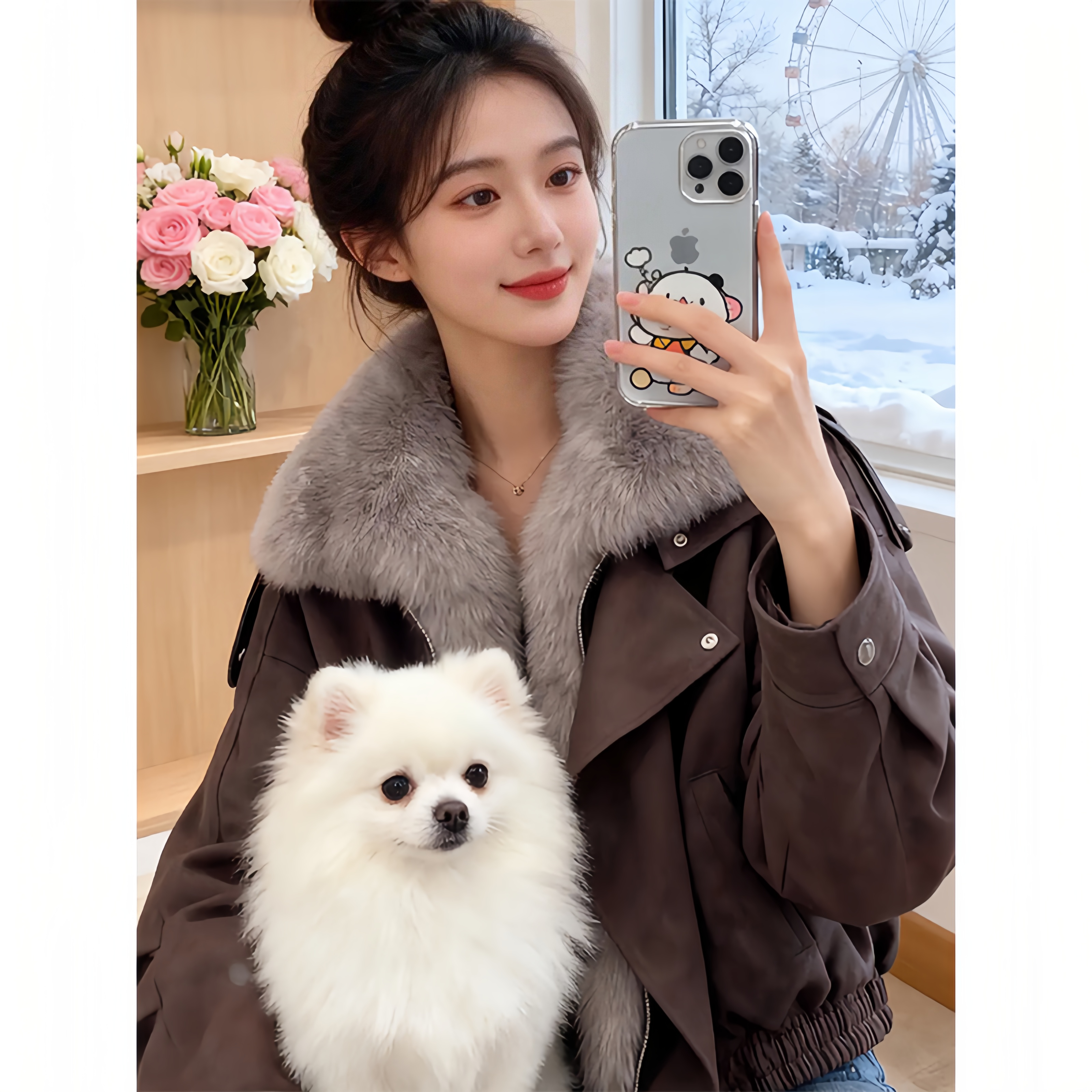 独特气质高级感绝美巨好看加厚毛毛棉服女今年流行爆款