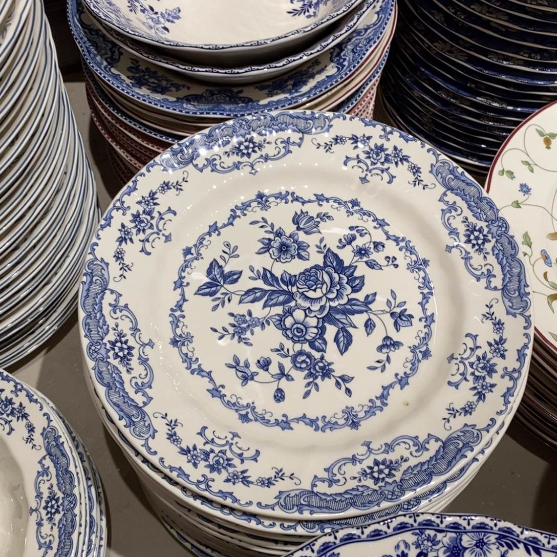 瓷微瑕蓝玫瑰十寸平盘