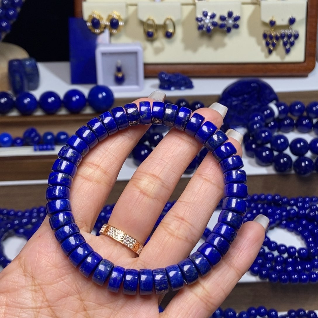 青金石未镶嵌9mm药片手串