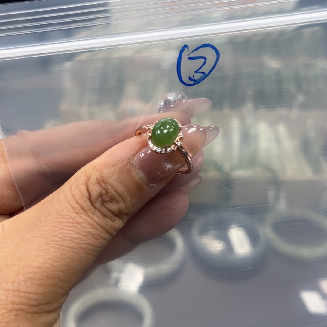 S****和田玉银S925镶嵌戒指