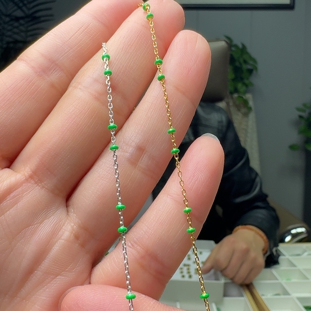 翡翠未镶嵌项链银链子