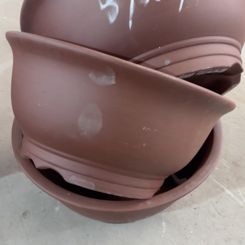 紫砂花盆100-3。37-17