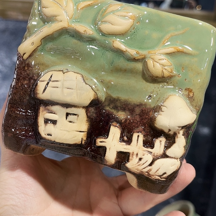 瓷片花盆多肉植物艺术品