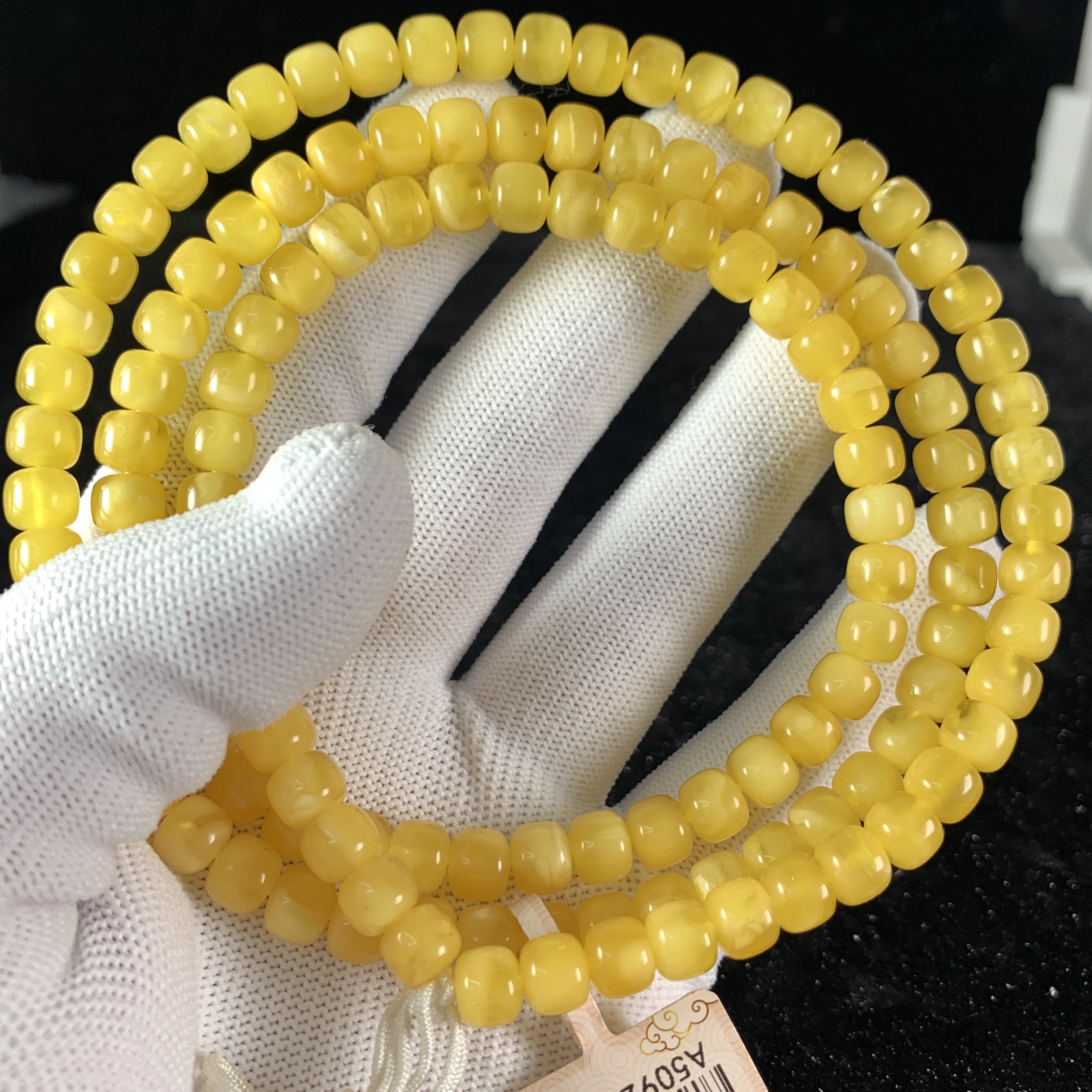 A509280603保真原矿俄料尺寸7.3mm蜜蜡老型108多圈长串支持复检